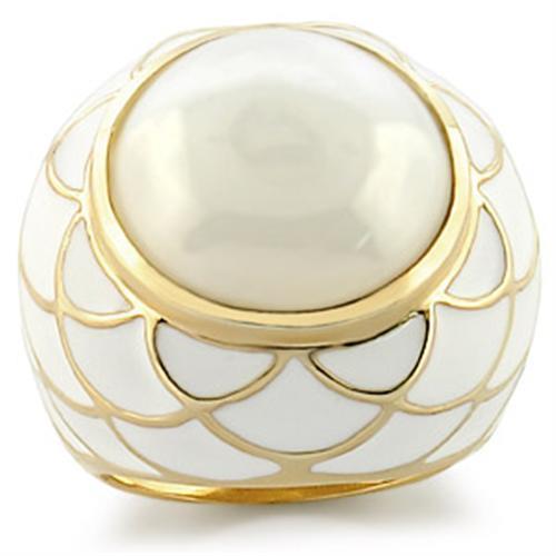 JCE185 Gold Brass Ring with Milky CZ  in White